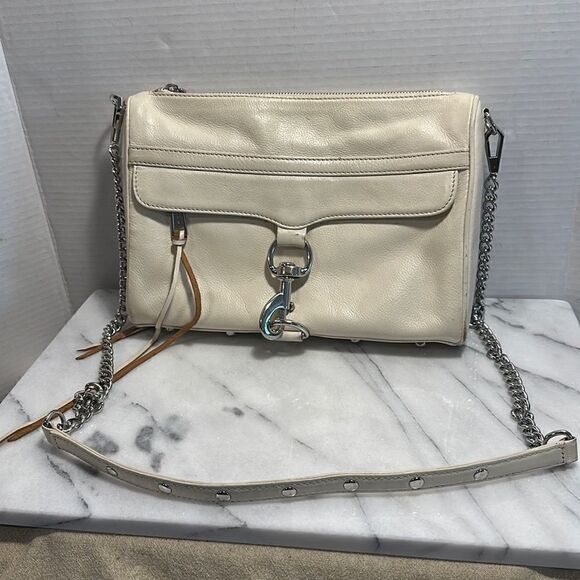 Rebecca Minkoff Mini MAC Crossbody Bag off white silver hardware - Picture 1 of 11
